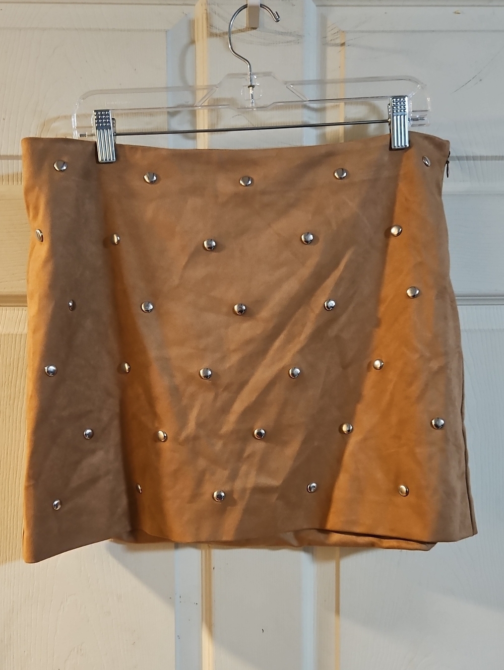 FUTURE COLLECTIVE STUDDED SKIRT: COGNAC BROWN: NEW WITH TAGS: SIZE 12